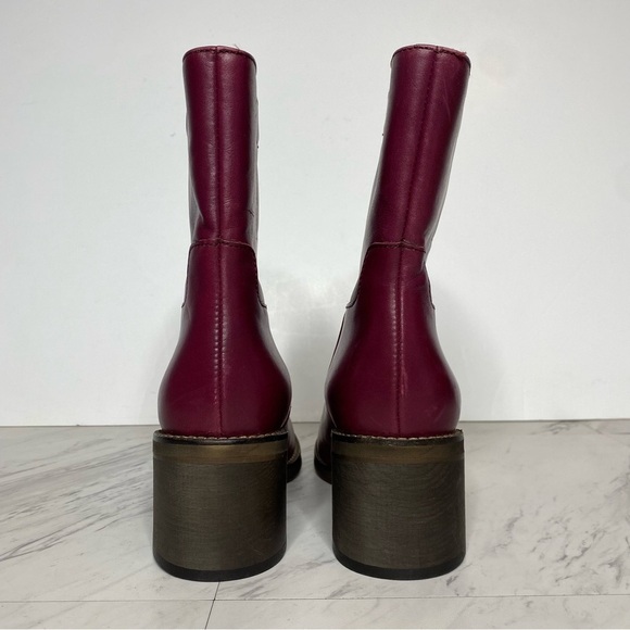 Free People Tabby Mulberry Leather Heeled Ankle Boot 38 1/2 - Picture 3 of 15